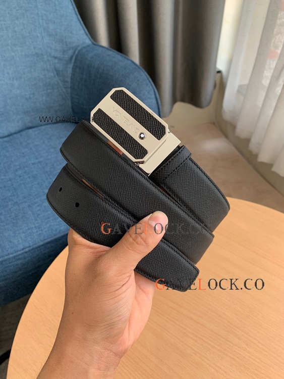 Mont blanc Rubber Buckle Leather Belt 35mm